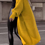 Lantern sleeve loose long knit cardigan