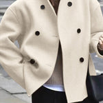 British Style Elegant Solid Buttons Mandarin Collar Outerwear