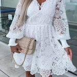 Sexy hollow water-soluble lace lace temperament commuter dress