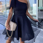 Lifetime Celebrations Tulle One Shoulder Bow Design Mini Dress