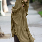 V Neck Bowknot Cutout Frill Tiered Maxi Dress