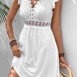 Casual Knit Jacquard Cutout Mini Dress
