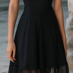 Chiffon Mandarin-Collar Flutter Sleeve A-Line Dress
