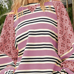 Casual Striped Print Flowers Contrast O Neck Hoodies