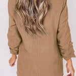 Plain Lapel Cardigan Faux Pocket Blazer