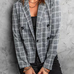 New plaid printed button casual blazer