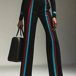 High Waisted Contrast Color Striped Pants Trousers
