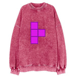 Retro 80s Tetris Blocks Purple Vintage Sweatshirt