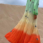 Latam Orange Ombre Pleated Cake Dress Maxi