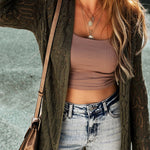 Knit Hollow out Open Front Long Cardigan