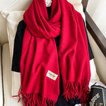 Solid Color Tasseled Scarf Scarfs&Hats