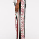 Gracie Unique Print Knotted Scarf Top and Elastic Waist Pocketed Loose Pants Set
