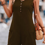 Casual Button Pocket Tank Top Jumpsuit