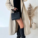 Double-sided simple thickened and extended hand-crocheted double-sided woolen coat