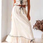 Sexy Suspender Strap Top and Elastic Waist Elegant Skirt Set