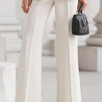 High Waisted Wide Leg Solid Color Pants Suits Bottoms