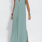 Elegant Is Eternal Knit Solid Color Sleeveless Slit Maxi Dress