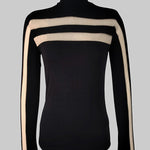 Long Sleeves Skinny Mesh Solid Color Split-Joint High Neck T-Shirts Tops