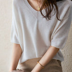 Urban Solid Color V-Neck Knitting Pullover