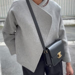 Minimalism and Structure Faux Wool Lapel Long Sleeve Loose Jacket
