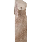 Slant-shoulder Leopard Print Halter Back Maxi Dress