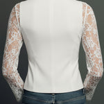 Elegant Black Lace Panel Sleeve Blazer Top