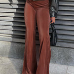Solid color velvet elastic high waist slim casual bootcut pants for women fashion pants