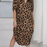 Casual Print Leopard Patchwork V Neck Printed Dress Dresses
