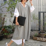 Loose V-neck Woolen Waistcoat