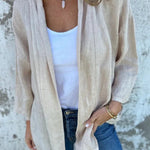 Solid Color Casual Long Sleeve Loose Pocket Cardigan