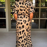 Wild Leopard V-Neck Maxi Dress