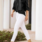 Loose Three-Quarter Sleeves Shiny Solid Color High-Neck Blouses&Shirts Tops