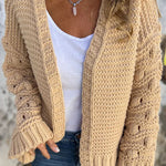 Fashion Knit Solid Color V-neck Long-sleeved Cardigan