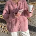 Loose Solid Color Long Sleeve Cardigan Sweater