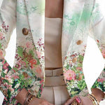 Art print double-breasted blazer