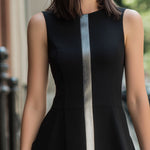 Sleeveless A-Line Mini Dress With Metallic Contrast Trim