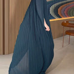 Loose Gauze Pleated Solid Color Tiered Off-The-Shoulder Evening Dresses Maxi Dresses