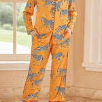 Yellow Zebra Print Home Long-sleeved Two-piece Set