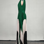Sleeveless Asymmetric Pleated Printed One-Shoulder Maxi Dresses