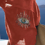 Summer Breeze Linen Blend Sequin Magic Eye Desig Oversized Relax Shirt