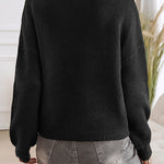 Solid Color Casual Loose Lace-up Knitted Sweater