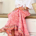 Bohemian paneled floral maxi skirt