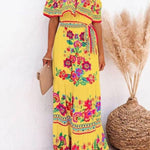 Off-shoulder printed long swing dress