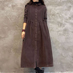 Original Solid Corduroy Lapel Dress