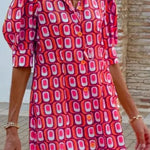 Fashion casual plaid print half-sleeved shirt dress