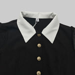 Long Sleeves Buttoned See-Through Solid Color Split-Side Lapel Maxi Dresses Shirt Dress