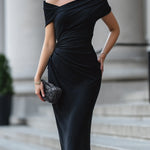One-Shoulder Draped Evening Gown