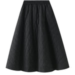 Elastic waist diamond woven quilted A-line slimming skirt