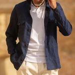 Men's Casual Linen Lapel Single Breasted Long Sleeve Thin Jacket