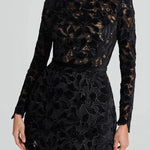 Lydia Embroidered Floral Lace Long Sleeve Belt Tulip Shaped Mini Dress